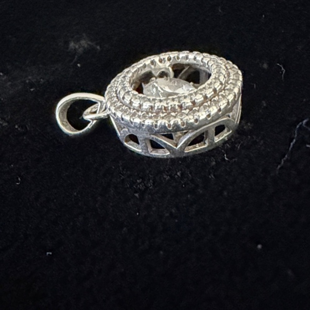 Elegant Sterling Silver Halo Pendant with Crystal Accent
